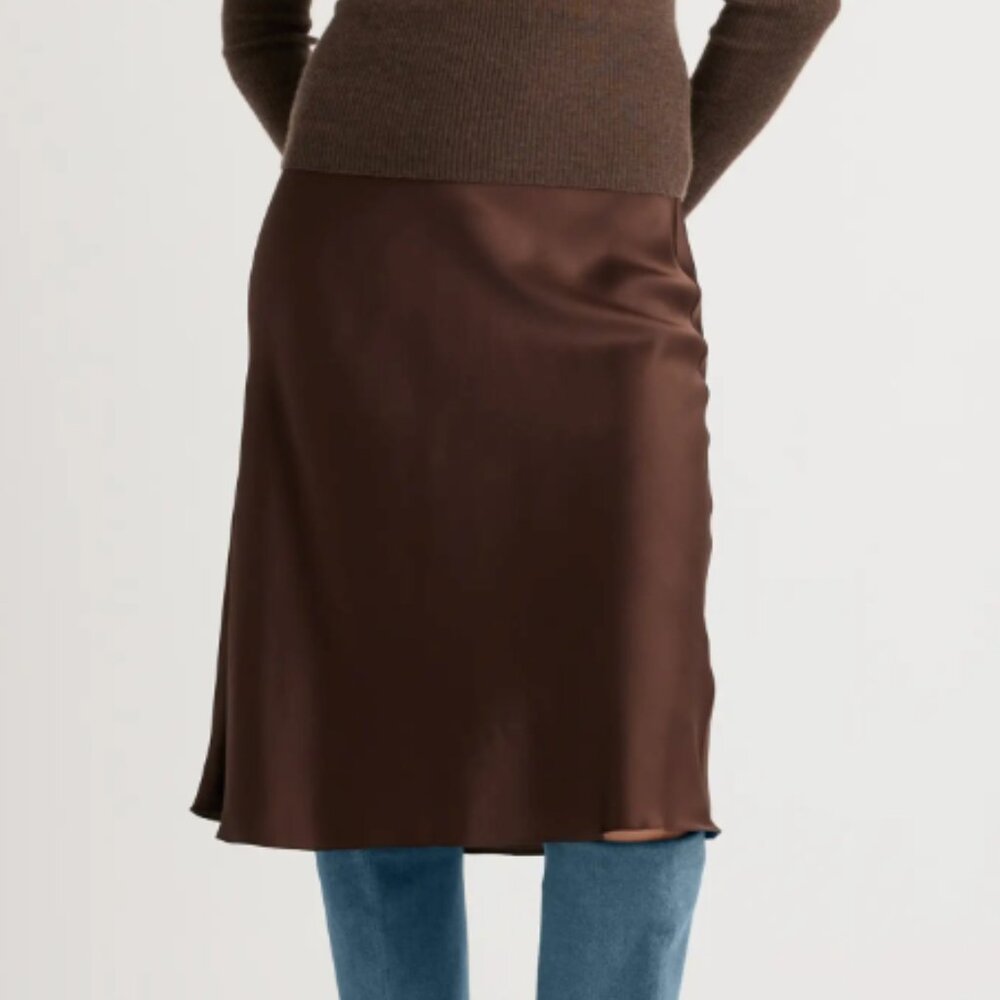 100% Washable Silk Skirt | Quince | Hot Fudge | S
